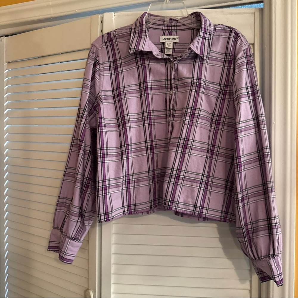 Lands' End Purple Plaid Women's Blazer